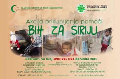 Humanitarna akcija &bdquo;BiH za Siriju&ldquo; će trajati do 6. oktobra