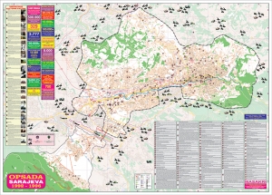 Mapa opsade Sarajeva s najvažnijim podacima
